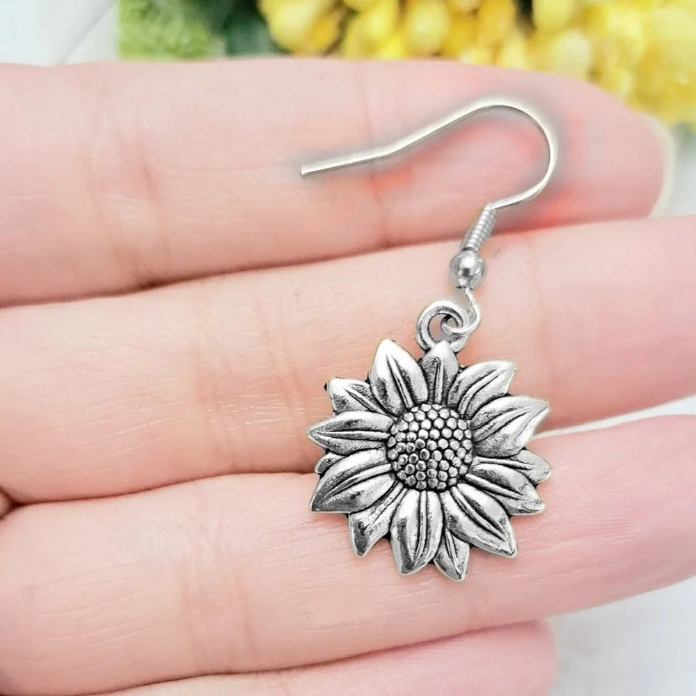 BOGO! Sunflower dangle Earrings Silver color Boutique